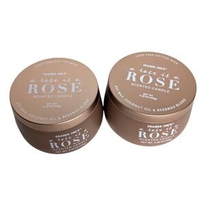 Trader Joe's A Rose Is A Rose Scented Candle Set of 2 Soy Wax Blend 5.28 oz Tins